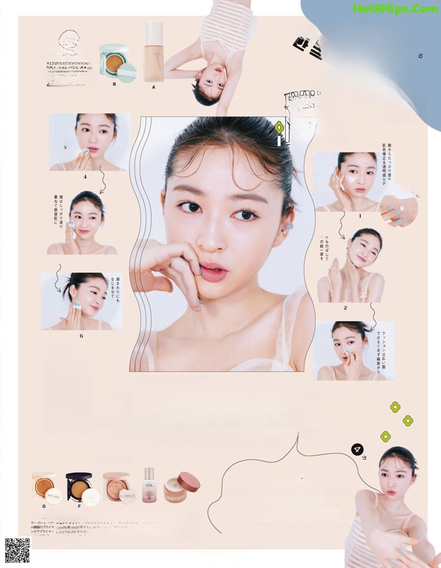 A magazine page with a picture of a woman's face.
